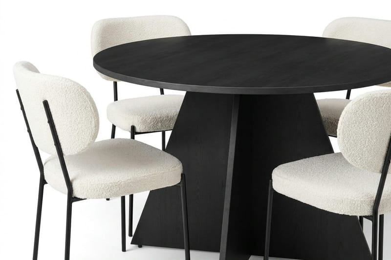 Vera Matgrupp runt 110 cm Svart med 4 Gemmiano Matstolar - Svart - Möbler - Matplats - Matgrupp & matbord med stolar