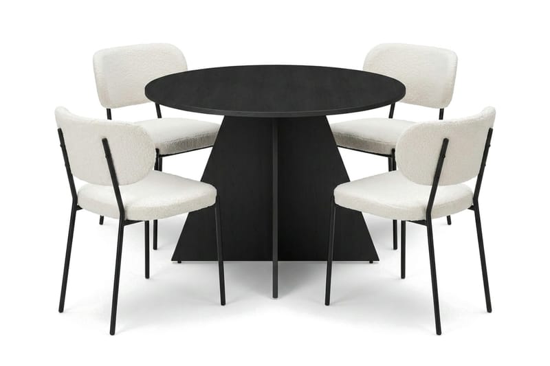 Vera Matgrupp runt 110 cm Svart med 4 Gemmiano Matstolar - Svart - Möbler - Matplats - Matgrupp & matbord med stolar