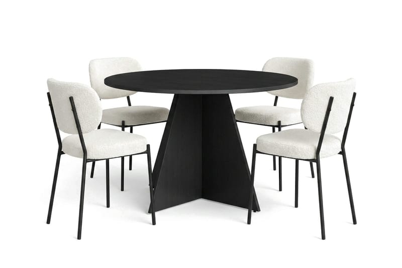 Vera Matgrupp runt 110 cm Svart med 4 Gemmiano Matstolar - Svart - Möbler - Matplats - Matgrupp & matbord med stolar