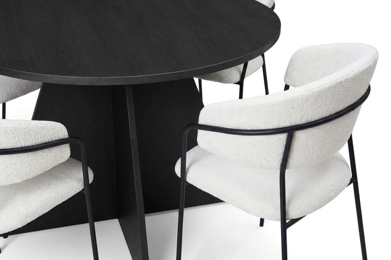 Vera Matgrupp runt 110 cm Svart med 4 Karol Matstolar - Svart - Möbler - Matplats - Matgrupp & matbord med stolar
