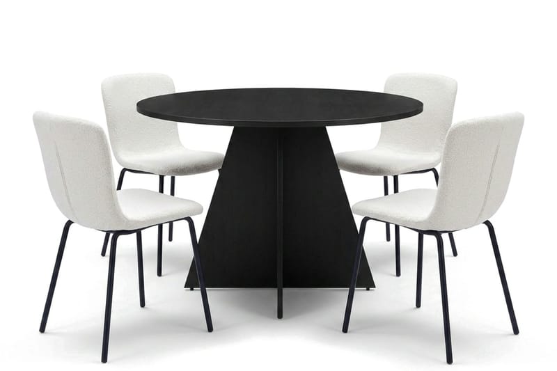 Vera Matgrupp runt 110 cm Svart med 4 Katy Matstolar - Svart - Möbler - Matplats - Matgrupp & matbord med stolar