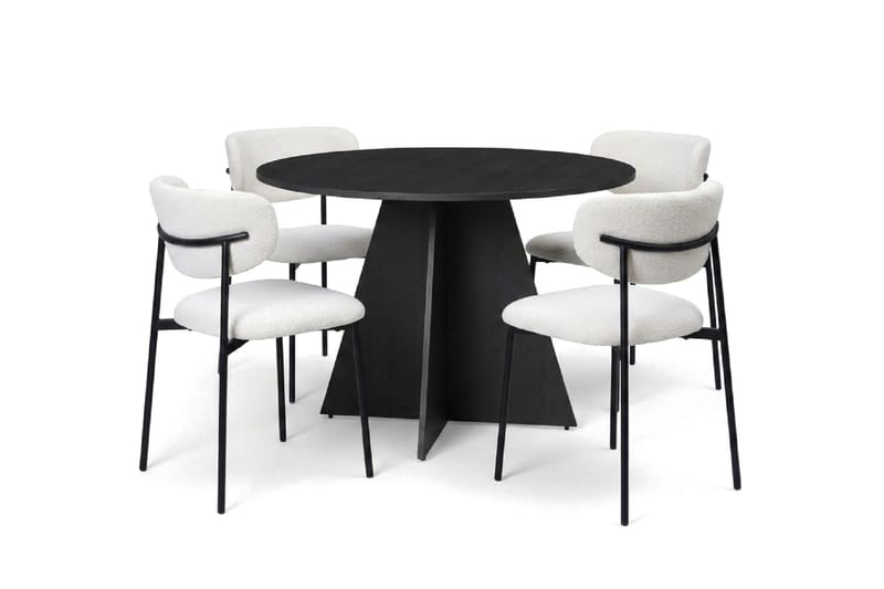 Vera Matgrupp runt 110 cm Svart med 4 Lucy Matstolar - Svart - Möbler - Matplats - Matgrupp & matbord med stolar