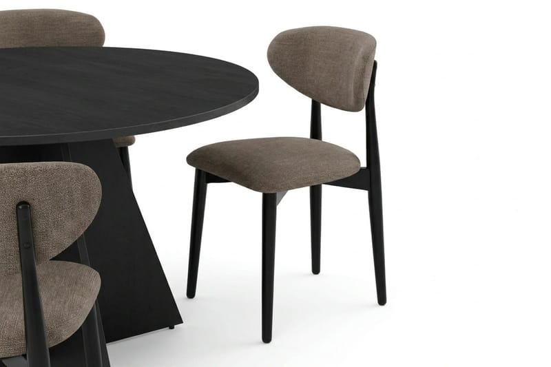 Vera Matgrupp runt 110 cm Svart med 4 Molly Matstolar - Svart - Möbler - Matplats - Matgrupp & matbord med stolar