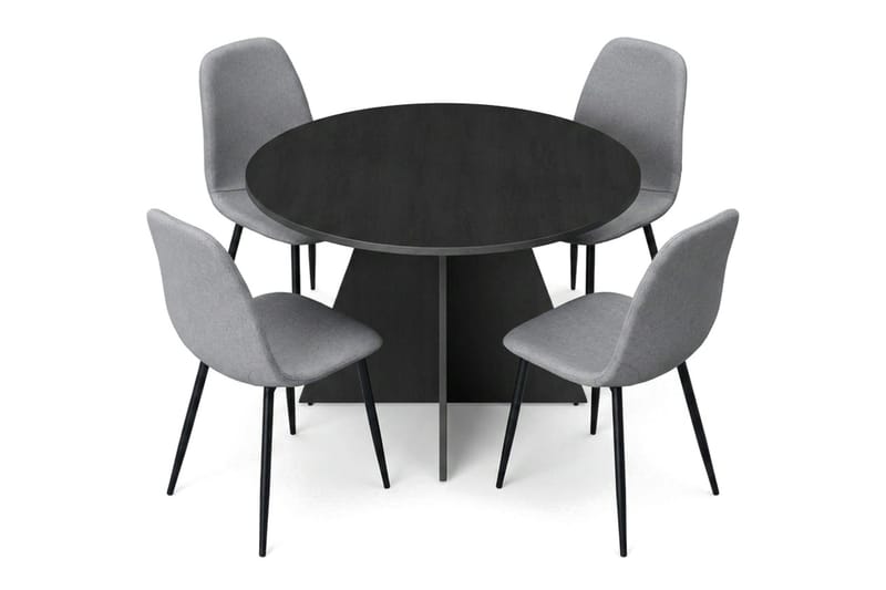 Vera Matgrupp runt 110 cm Svart med 4 Nibe Matstolar - Svart - Möbler - Matplats - Matgrupp & matbord med stolar