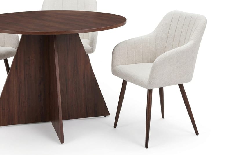 Vera Matgrupp runt 110 cm Valnöt med 4 Filippa Matstolar - Valnöt - Möbler - Matplats - Matgrupp & matbord med stolar
