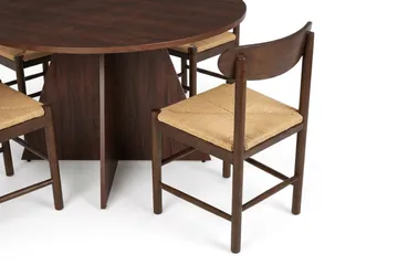 Vera Matgrupp runt 110 cm Valnöt med 4 Malte Matstolar - Valnöt - Möbler - Matplats - Matgrupp & matbord med stolar