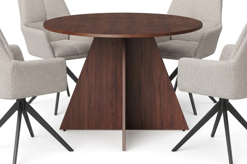 Vera Matgrupp runt 110 cm Valnöt med 4 Torsby Matstolar - Valnöt - Möbler - Matplats - Matgrupp & matbord med stolar