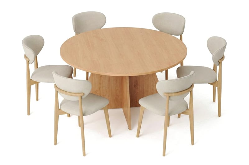 Vera Matgrupp runt 130 cm Ek med 6 Molly Matstolar - Ek - Möbler - Matplats - Matgrupp & matbord med stolar