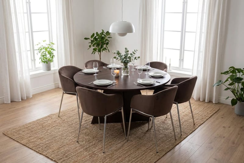 Vera Matgrupp runt 130 cm med 6 Filip Matstolar - Valnöt - Möbler - Matplats - Matgrupp & matbord med stolar