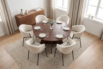 Vera Matgrupp runt 130 cm med 6 Filip Matstolar - Valnöt - Möbler - Matplats - Matgrupp & matbord med stolar
