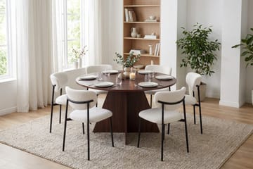 Vera Matgrupp runt 130 cm med 6 Lucy Matstolar - Valnöt - Möbler - Matplats - Matgrupp & matbord med stolar