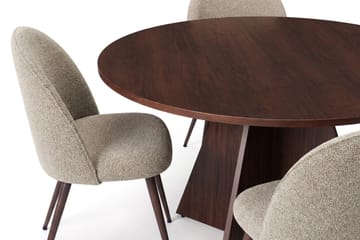 Vera Matgrupp runt 130 cm med 6 Nibe Plus Matstolar - Valnöt - Möbler - Matplats - Matgrupp & matbord med stolar
