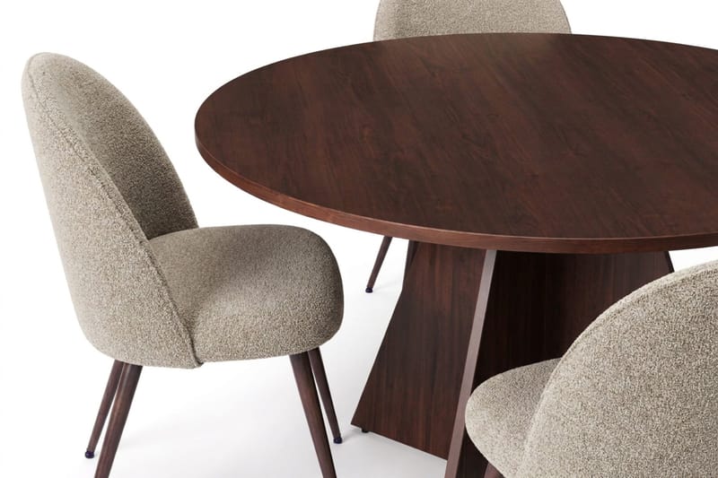 Vera Matgrupp runt 130 cm med 6 Nibe Plus Matstolar - Valnöt - Möbler - Matplats - Matgrupp & matbord med stolar
