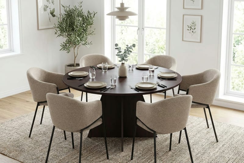 Vera Matgrupp runt 130 cm Rökt Ek med 6 Filip Matstolar - Rökt ek - Möbler - Matplats - Matgrupp & matbord med stolar
