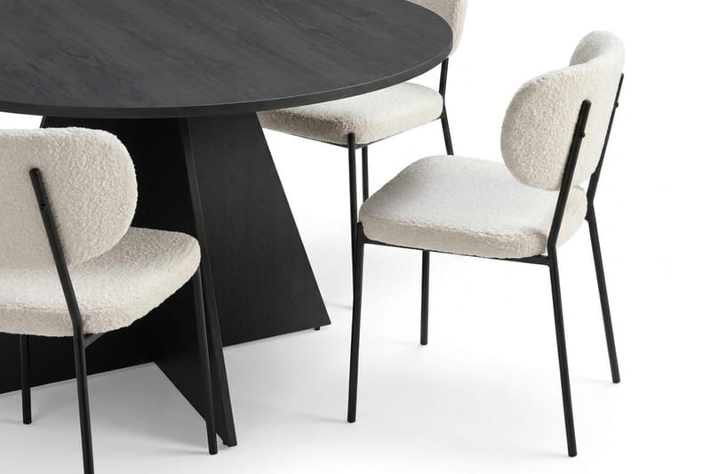 Vera Matgrupp runt 130 cm Svart med 6 Gemmiano Matstolar - Svart - Möbler - Matplats - Matgrupp & matbord med stolar