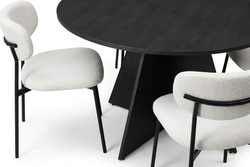 Vera Matgrupp runt 130 cm Svart med 6 Lucy Matstolar - Svart - Möbler - Matplats - Matgrupp & matbord med stolar