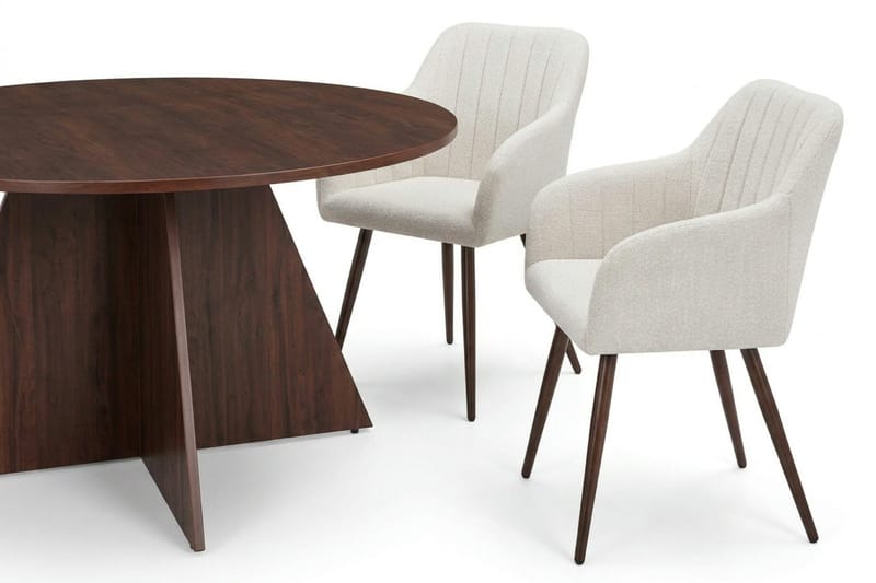 Vera Matgrupp runt 130 cm Valnöt med 6 Filippa Matstolar - Valnöt - Möbler - Matplats - Matgrupp & matbord med stolar