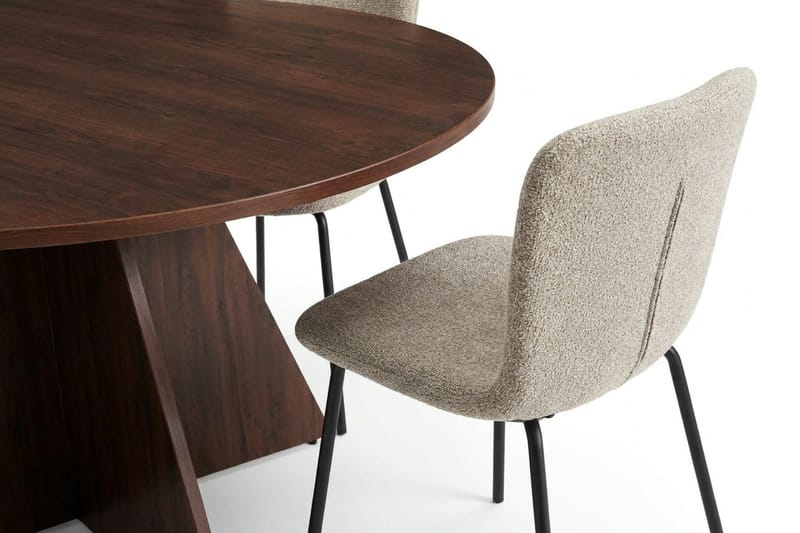 Vera Matgrupp runt 130 cm Valnöt med 6 Katy Matstolar - Valnöt - Möbler - Matplats - Matgrupp & matbord med stolar