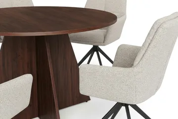 Vera Matgrupp runt 130 cm Valnöt med 6 Torsby Matstolar - Valnöt - Möbler - Matplats - Matgrupp & matbord med stolar