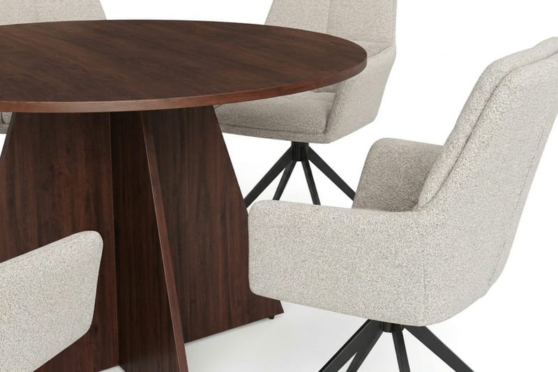Vera Matgrupp runt 130 cm Valnöt med 6 Torsby Matstolar - Valnöt - Möbler - Matplats - Matgrupp & matbord med stolar