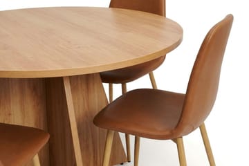 Vera Matgrupp runt 150 cm Ek med 6 Nibe Matstolar - Ek - Möbler - Matplats - Matgrupp & matbord med stolar