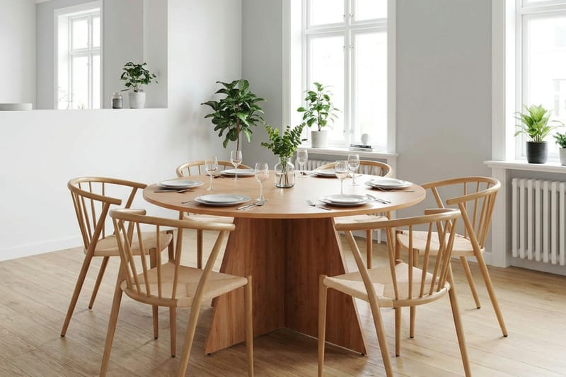 Vera Matgrupp runt 150 cm Ek med 6 Winston Matstolar - Ek - Möbler - Matplats - Matgrupp & matbord med stolar