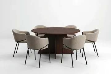 Vera Matgrupp runt 150 cm med 6 Filip Matstolar - Valnöt - Möbler - Matplats - Matgrupp & matbord med stolar