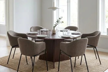 Vera Matgrupp runt 150 cm med 6 Filip Matstolar - Valnöt - Möbler - Matplats - Matgrupp & matbord med stolar