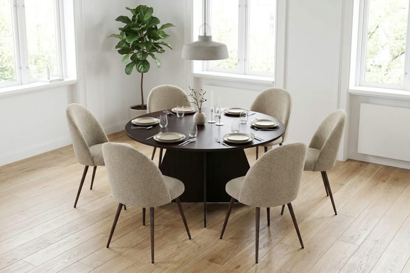 Vera Matgrupp runt 150 cm Rökt Ek med 6 Nibe Plus Matstolar - Rökt ek - Möbler - Matplats - Matgrupp & matbord med stolar