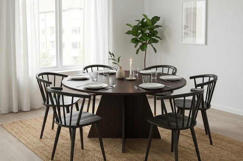 Vera Matgrupp runt 150 cm Rökt Ek med 6 Tyrö Matstolar - Rökt ek - Möbler - Matplats - Matgrupp & matbord med stolar