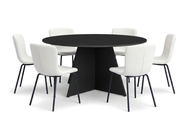Vera Matgrupp runt 150 cm Svart med 6 Katy Matstolar - Svart - Möbler - Matplats - Matgrupp & matbord med stolar
