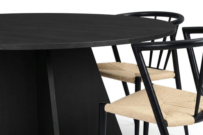 Vera Matgrupp runt 150 cm Svart med 6 Winston Matstolar - Svart - Möbler - Matplats - Matgrupp & matbord med stolar