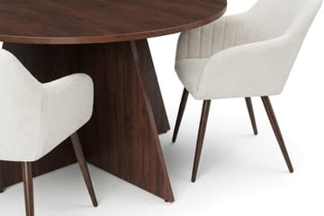 Vera Matgrupp runt 150 cm Valnöt med 6 Filippa Matstolar - Valnöt - Möbler - Matplats - Matgrupp & matbord med stolar