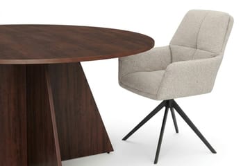 Vera Matgrupp runt 150 cm Valnöt med 6 Torsby Matstolar - Valnöt - Möbler - Matplats - Matgrupp & matbord med stolar