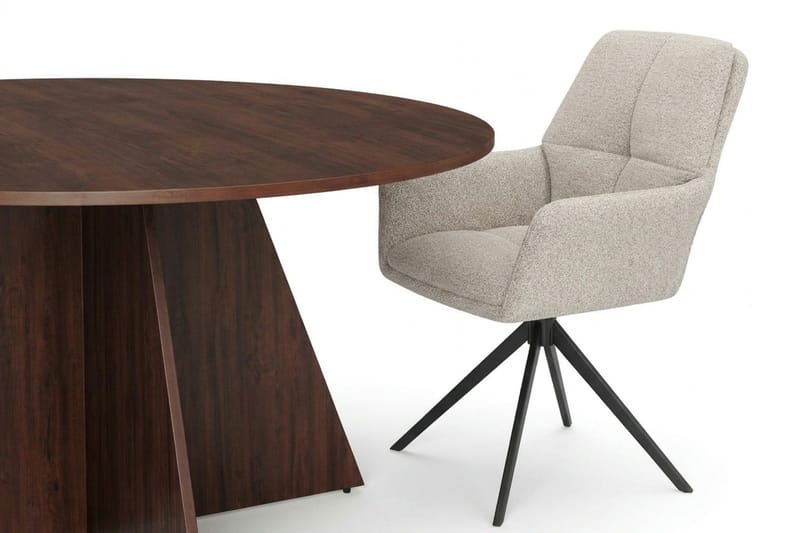 Vera Matgrupp runt 150 cm Valnöt med 6 Torsby Matstolar - Valnöt - Möbler - Matplats - Matgrupp & matbord med stolar