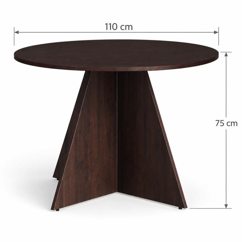 Vera Rund Matgrupp 110 cm – Matbord med 4 Katy Matstolar med Trä- och Rökt Ek-utseende - Mörkbrun - Möbler - Matplats - Matgrupp & matbord med stolar