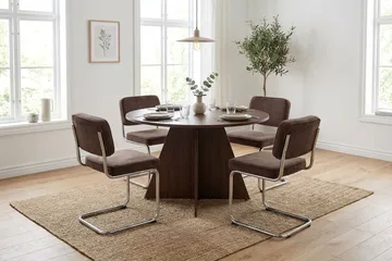 Vera Runt Matbord 110 cm med Trä- och Valnötsutseende - Valnöt - Möbler - Matplats - Matbord & köksbord