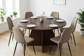 Vera Runt Matbord 150 cm med Trä- och Valnötsutseende - Valnöt - Möbler - Matplats - Matbord & köksbord