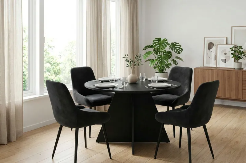 Vera Runt Matbord ø110 cm Fanér - Svart - Möbler - Matplats - Matbord & köksbord