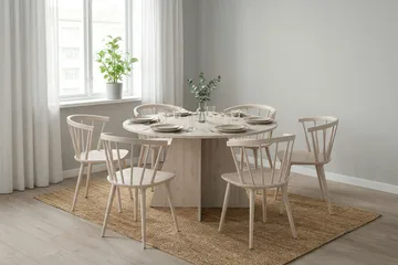 Vera Runt Matbord ø130 cm Fanér - Vitlaserad ek - Möbler - Matplats - Matbord & köksbord