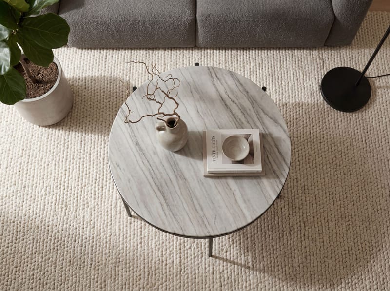 Verlen Runt soffbord 70 cm i metall med marmorskiva - vitgrå marmor svart - Möbler - Matplats - Matbord & köksbord