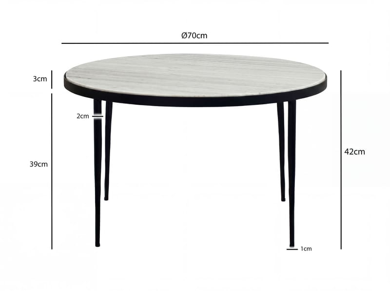 Verlen Runt soffbord 70 cm i metall med marmorskiva - vitgrå marmor svart - Möbler - Matplats - Matbord & köksbord