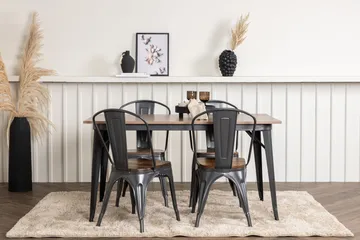 VESTERBY Matgrupp  140 cm Rektangulär Valnöt med 4 SILVAD Stolar - Möbler - Matplats - Matgrupp & matbord med stolar