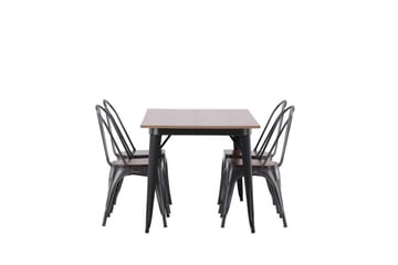 VESTERBY Matgrupp  140 cm Rektangulär Valnöt med 4 SILVAD Stolar - Möbler - Matplats - Matgrupp & matbord med stolar