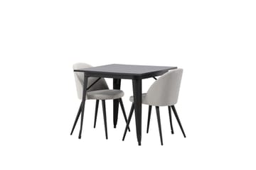 VESTERBY Matgrupp  80 cm Rektangulär Svart med 2 ABLANQUE Stolar