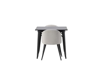 VESTERBY Matgrupp  80 cm Rektangulär Svart med 2 ABLANQUE Stolar - Möbler - Matplats - Matgrupp & matbord med stolar