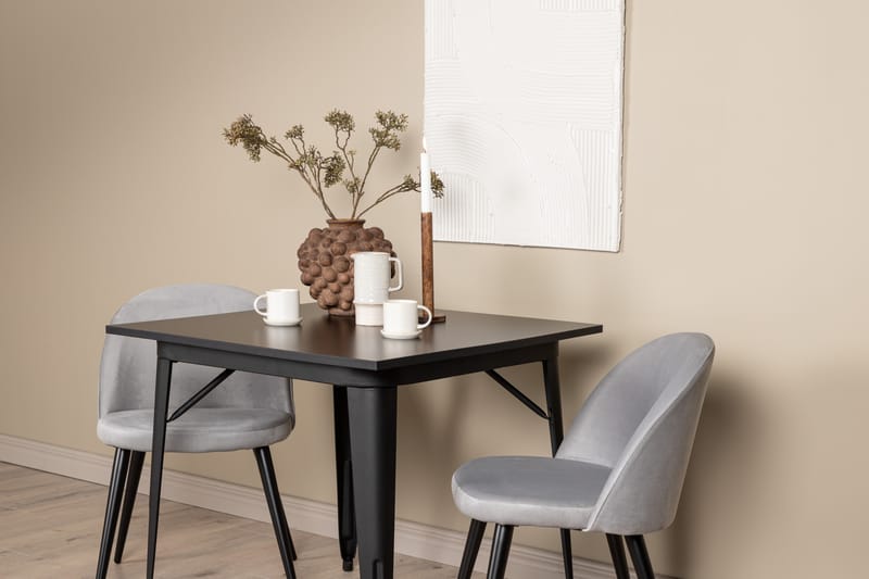 VESTERBY Matgrupp  80 cm Rektangulär Svart med 2 ABLANQUE Stolar - Möbler - Matplats - Matgrupp & matbord med stolar
