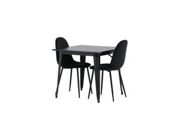 VESTERBY Matgrupp  80 cm Rektangulär Svart med 2 DAWNE Stolar