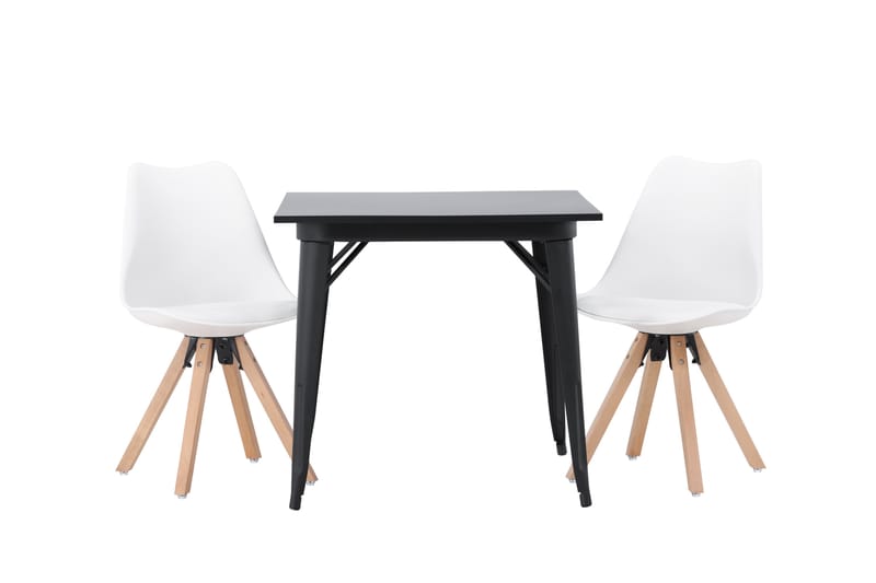 VESTERBY Matgrupp  80 cm Rektangulär Svart med 2 Zeno Stolar