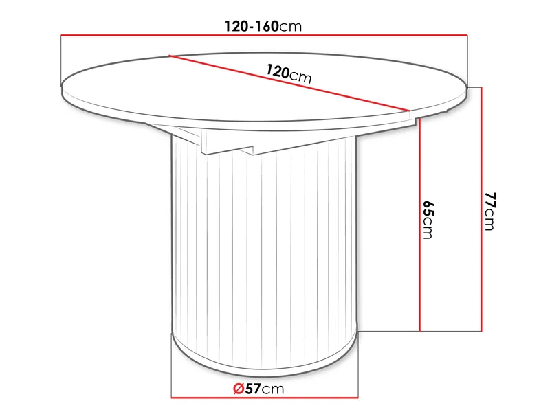 Veyricor Förlängningsbart Matbord 120-160 cm Rund - Beige - Möbler - Matplats - Matbord & köksbord